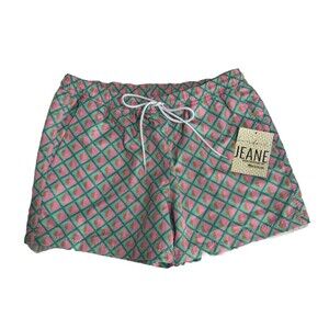 Kortni Jeane Swim Trunks Mens XLarge Pink Green Sun Lined Bathing Suit Shorts